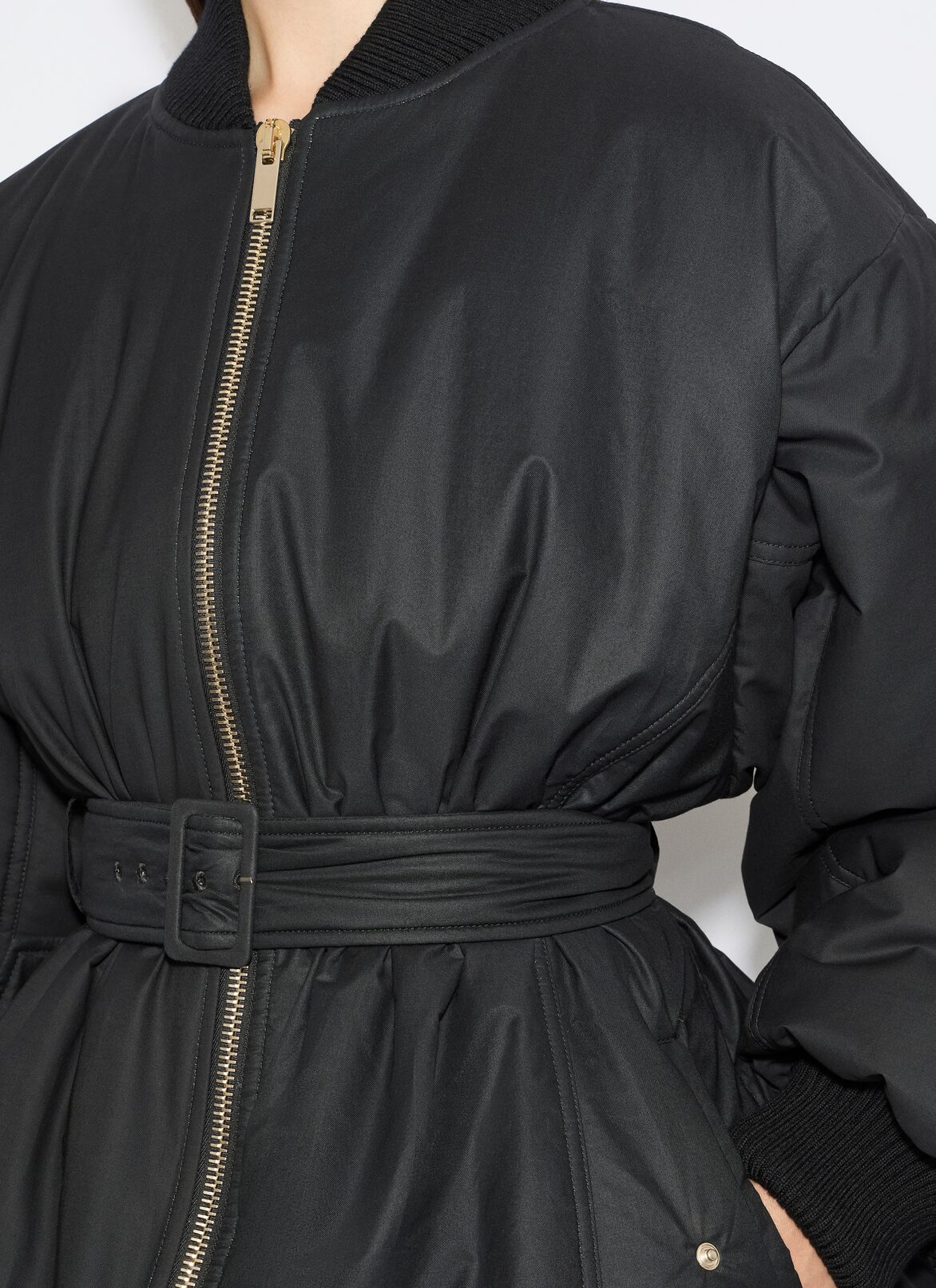 COTTON BELTED BOMBER JACKET ALAÏA BLACK COTTON BELTED BOMBER JACKET